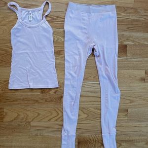 Skims Logo Pointelle Tank and Legging in Quartz